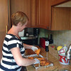 Placing Chicken on tray